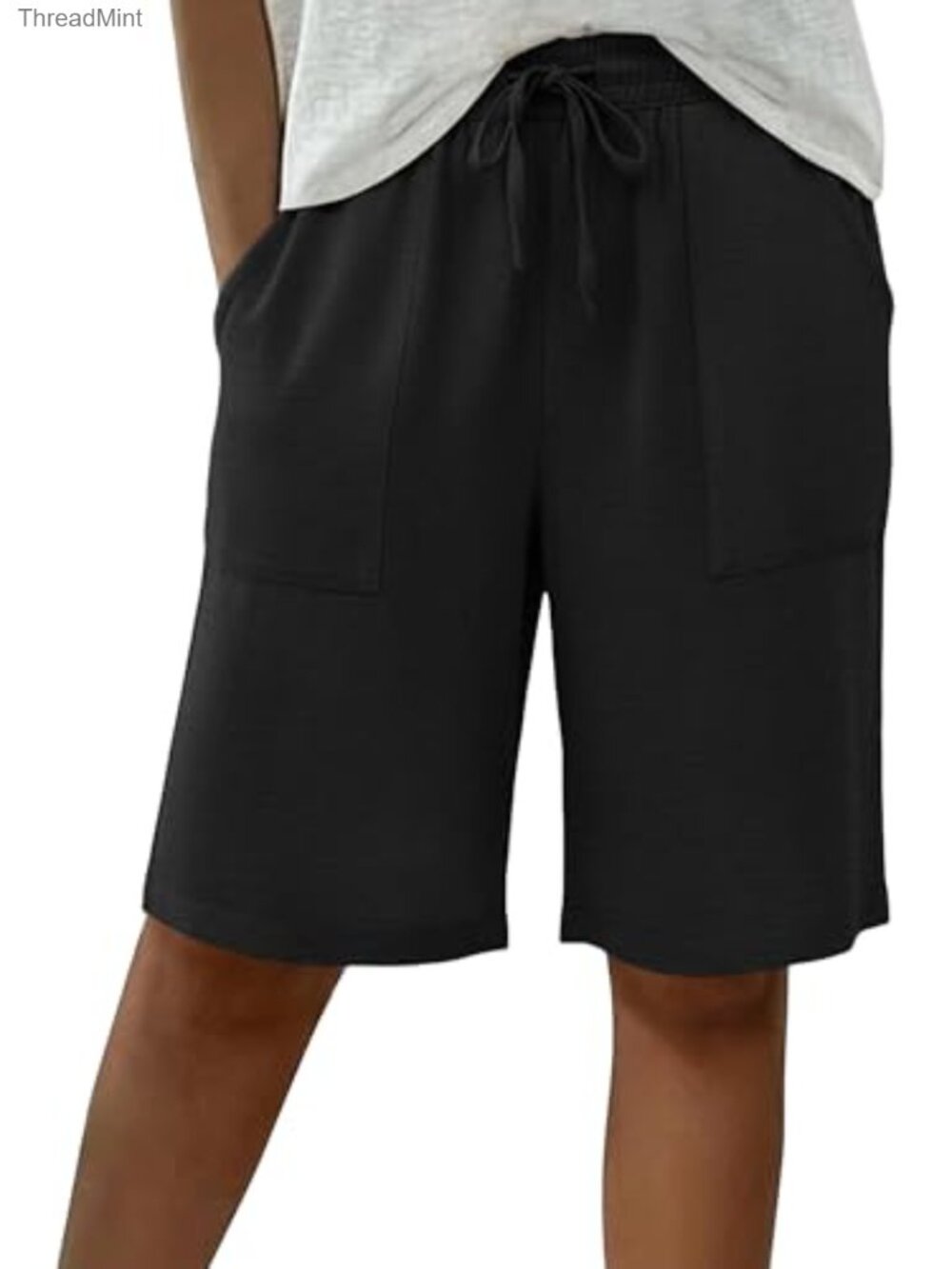 Women's Bermuda Shorts High Waisted Elastic Drawstring Wide Leg Casual Summer